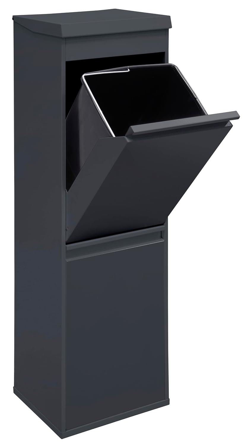 Arregui Top CR224-B Recycling Abfalleimer / Mülleimer aus Stahl mit Aufbewahrungsbox mit Deckel, Mül