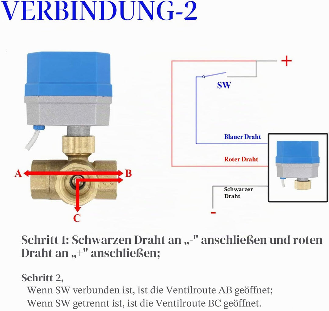 2 Modi - 3 wege motorkugelhahn 12v zonenventil 3 wege kugelventil elektrisch - zwei wege motorventil