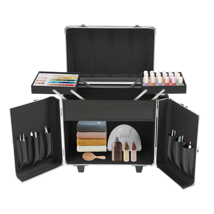 Mobile Fusspflegekoffer Höhe 91cm Grosse Kapazität Fusspflege Trolley Kosmetikkoffer Multikoffer mit