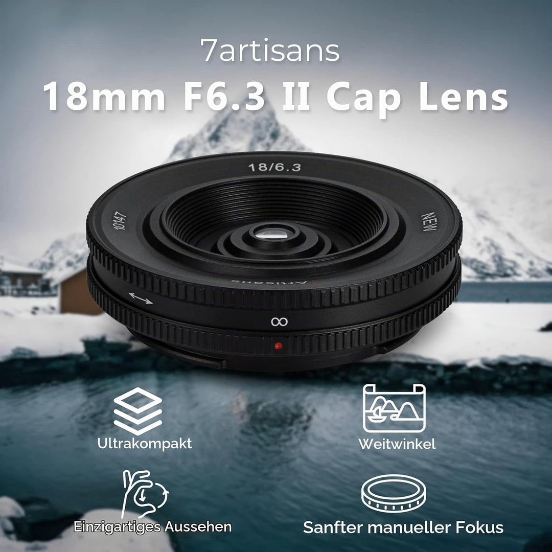 7artisans 18mm F6.3 II UFO-Objektiv, kompatibel mit Fuji X-Mount spiegellosen Kameras X-Ｍ1 X-Ｍ2 X-Ｈ1