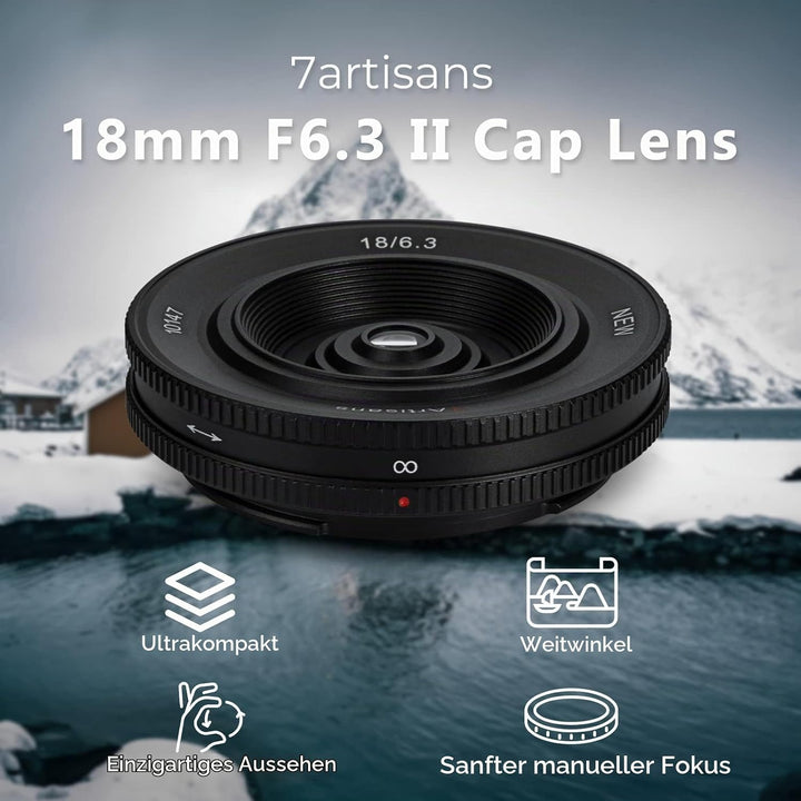 7artisans 18mm F6.3 II UFO-Objektiv, kompatibel mit Fuji X-Mount spiegellosen Kameras X-Ｍ1 X-Ｍ2 X-Ｈ1