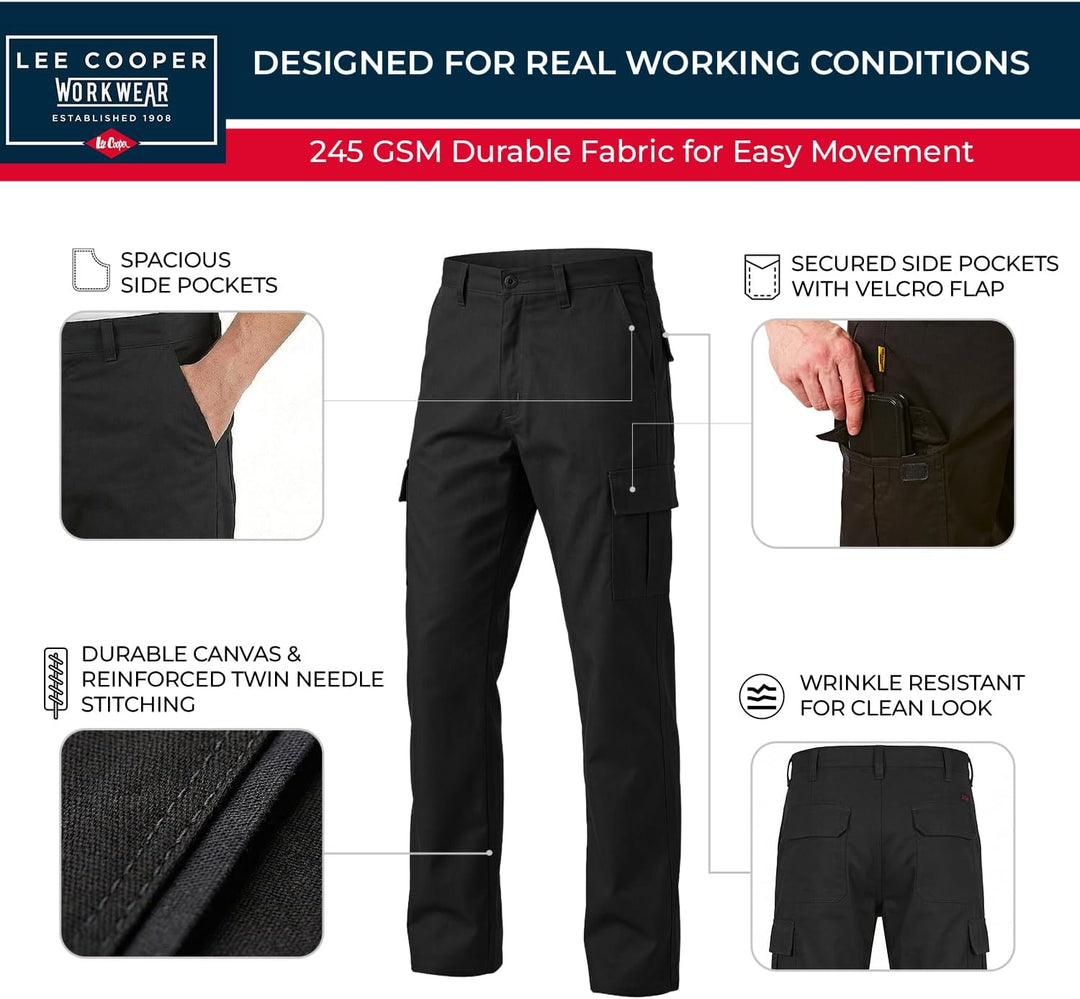 Lee Cooper Herren LCPNT205 robuste und pflegeleichte Arbeitshose mit mehreren Taschen Schwarz 34W /