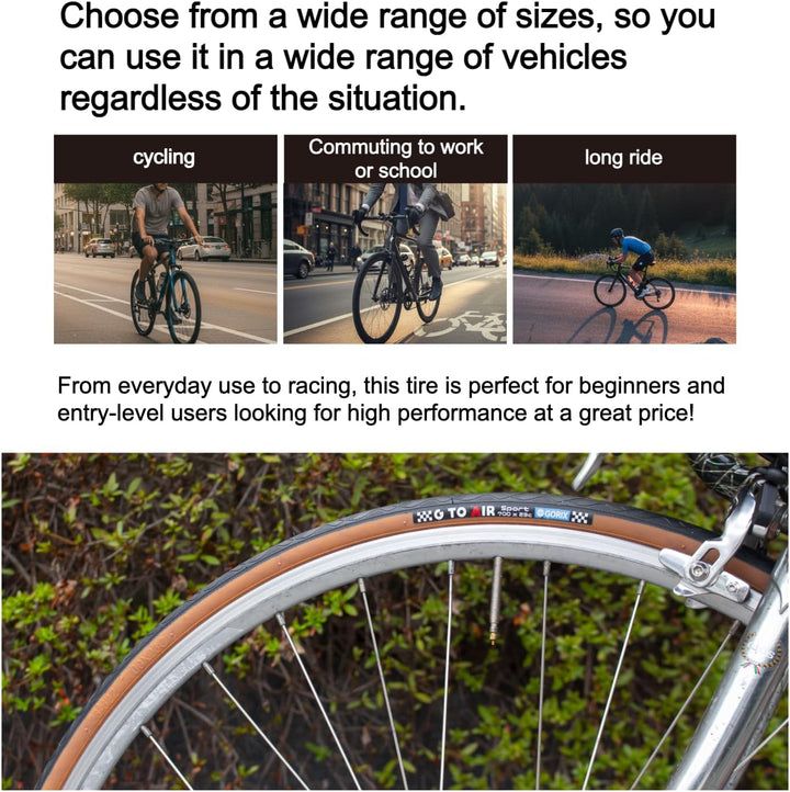 GORIX Rennradreifen 700×23C 25C 28C 32c 35c Fahrrad (Gtoair) 700×25c Skinwall(1 Tire), 700×25c