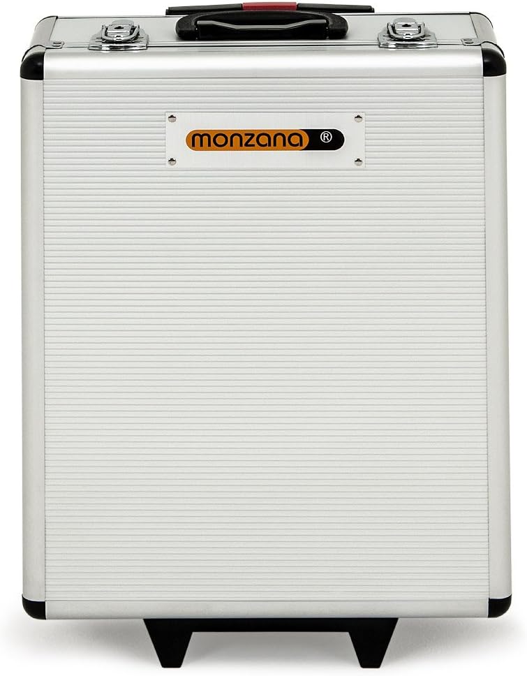 MONZANA® 1050 tlg. Werkzeugtrolley CrV-Stahl Werkzeugkoffer Aluminiumkoffer mit Rollen Teleskopgriff