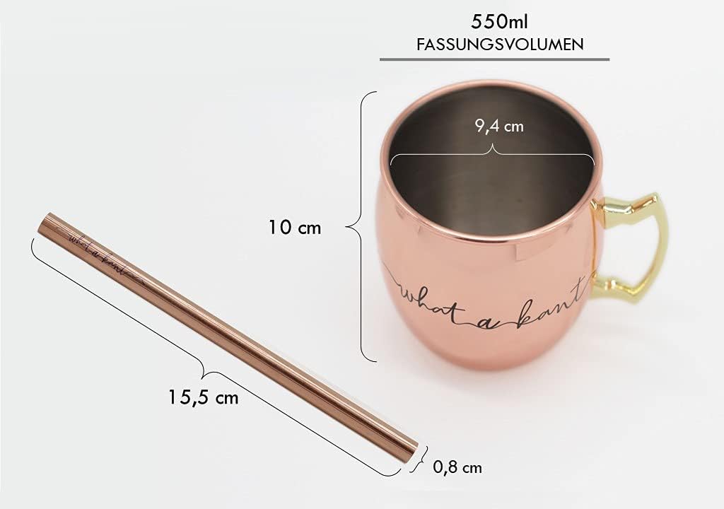 Whatakant - Moscow Mule Becher Set - 2er Grossschot in Mintgrün - 550 ml nachhaltige Kupferbecher un