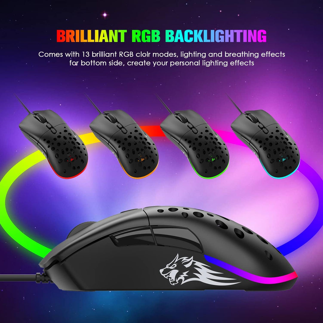 Mäuse D19 Wired Gaming Maus für Laptop, programmierbare Hintergrundbeleuchtung Maus 7 -Tasten, Mauss