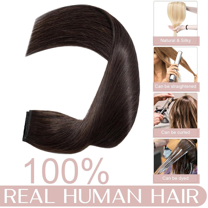 SEGO Clip in Extensions Echthaar 1 Tresse Haarverlängerungen Remy 7A ein Teilig Set 5 Klips Haarteil