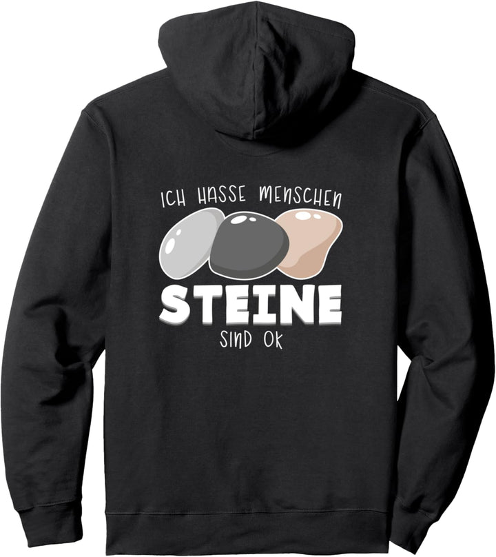Ich hasse Menschen - Steine sind ok - Steinkette Stein Pullover Hoodie
