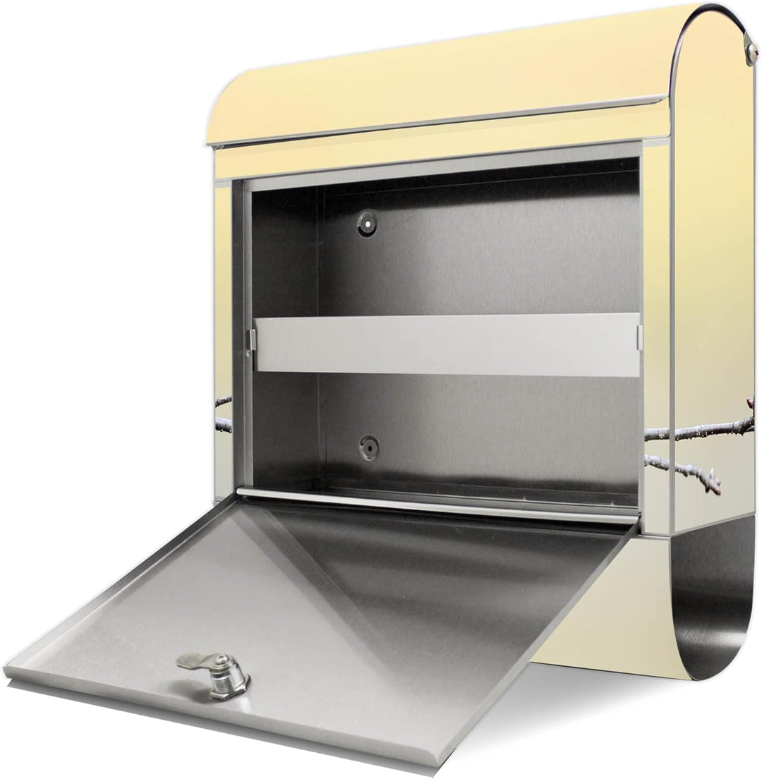 banjado Briefkasten Edelstahl 38x43x12cm & 2 Schlüssel - rostfreier Edelstahl Briefkasten mit Zeitun