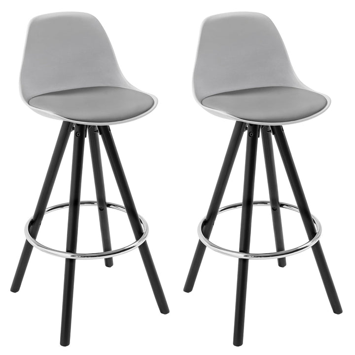 WOLTU® BH122gr-2 2 x Barhocker 2er Set Barstuhl aus Kunstleder Holzgestell mit Lehne + Fussstütze De