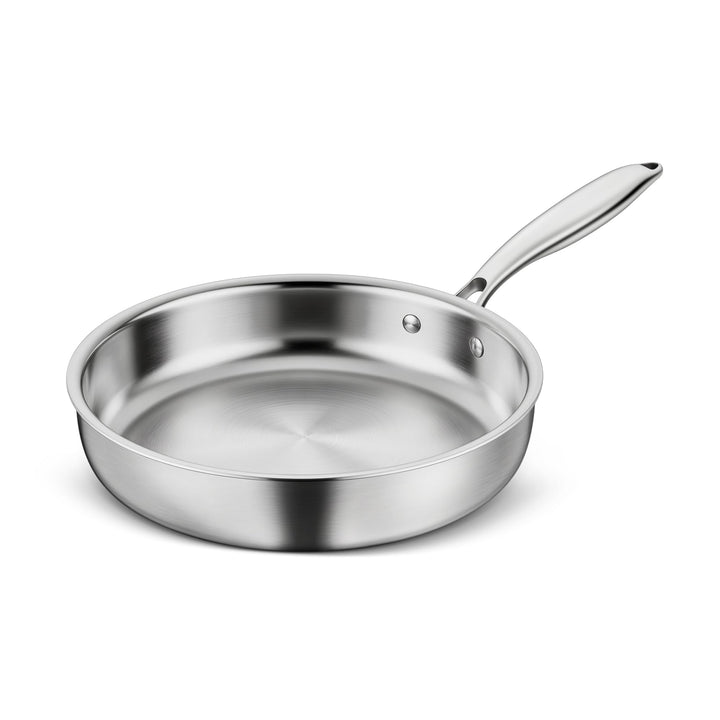 HaWare Edelstahlpfanne 26 cm, 3-Lagige Edelstahl Pfanne Induktion,Unbeschichtet Bratpfanne für Alle