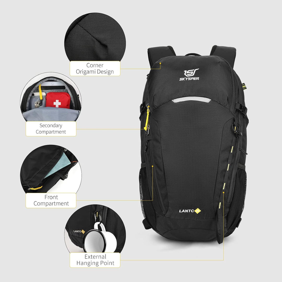 SKYSPER LANTC 25 Wanderrucksack 25L Leicht Rucksack Rucksack mit Rückenbelüftung & Trinksystem Trekk