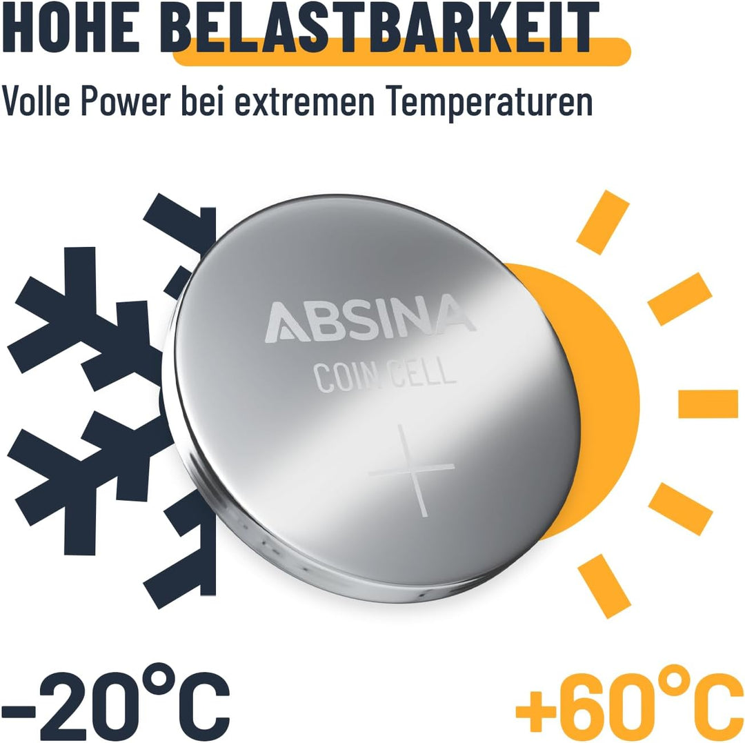 ABSINA 48er Pack Alkaline & Lithium Knopfzellen - 4X AG1 / 4X AG3 / 8X AG4 / 8X AG10 / 8X AG13 / 4X