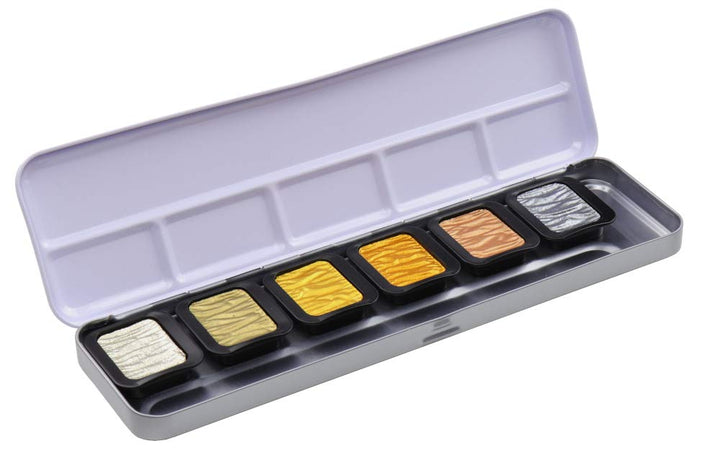 Finetec F7001 Metallfarbkasten, 6 deckende Premium Perlglanzfarben „Antique Tones“, 6 Farben, 1 Stüc