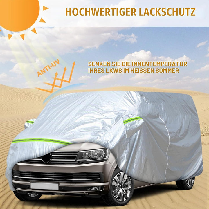 Autoabdeckung Wasserdicht Passend für VW T5 T6 SWB Transporter, Silber Vollgarage Autoplane mit Reis