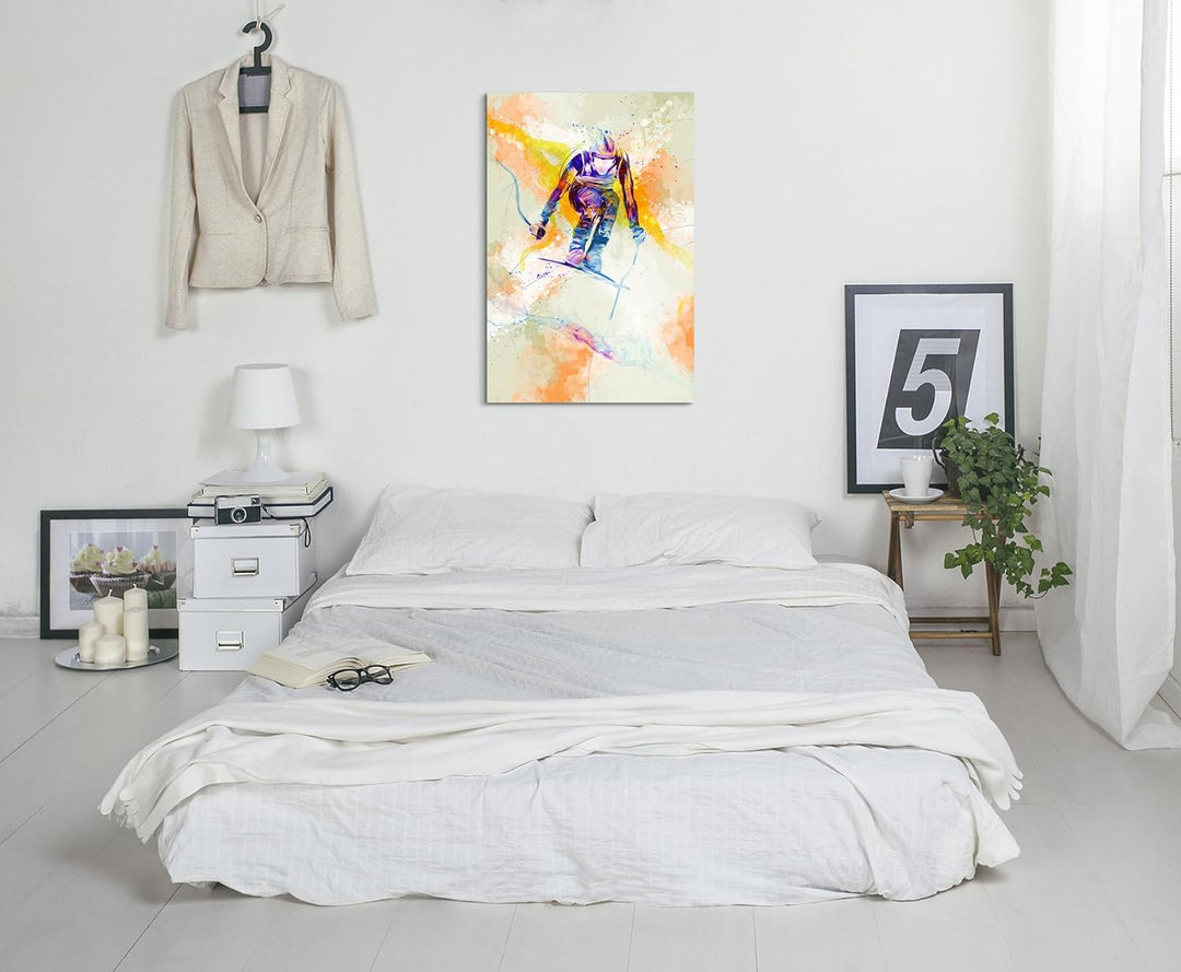 Ski Alpin II 90x60cm Wandbild SPORTBILD Aquarell Art tolle Farben von Paul Sinus