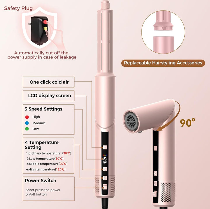 Pro Air styler 8 in 1 Hair Styler set 1400w Airbrush Haarstyler mit 110000 U/Min fön mit diffusor, R