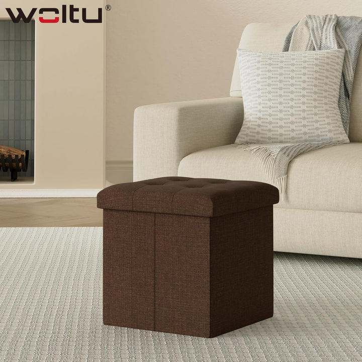 WOLTU SH06br-2 2er Set Sitzhocker mit Stauraum Sitzwürfel Sitzbank Faltbar Truhen Aufbewahrungsbox,