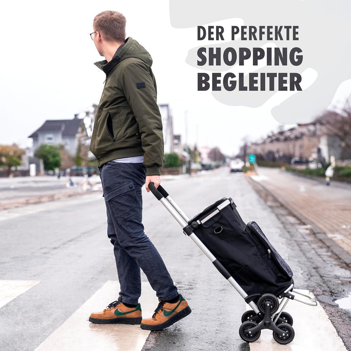 eluno Einkaufstrolley OKEL, Treppensteiger, klappbarer Handwagen, inkl. 2 Kühlfächern, Einkaufswagen