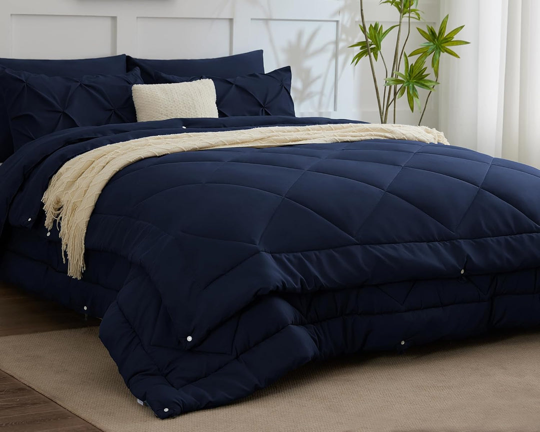 WAVVE Bettdecke 135x200 4 Jahreszeiten 2 teilig Dunkelblau - Ganzjahresdecke 135x200cm 300gsm+ Somme