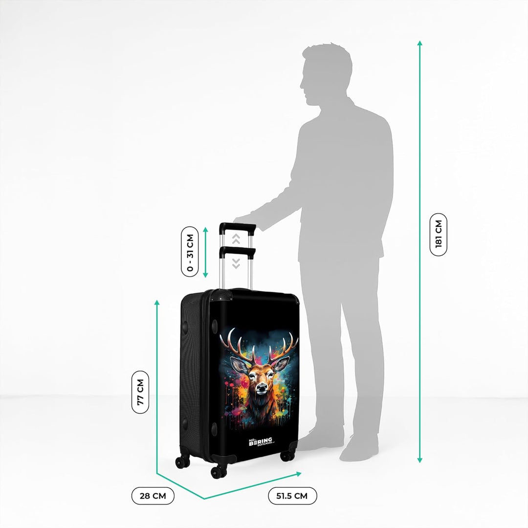 NoBoringSuitcases.com® Koffer XL Gross 77x51.5x28 cm Reisekoffer mit 4 Rollen Leicht Trolley Hartsch