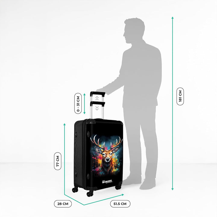 NoBoringSuitcases.com® Koffer XL Gross 77x51.5x28 cm Reisekoffer mit 4 Rollen Leicht Trolley Hartsch