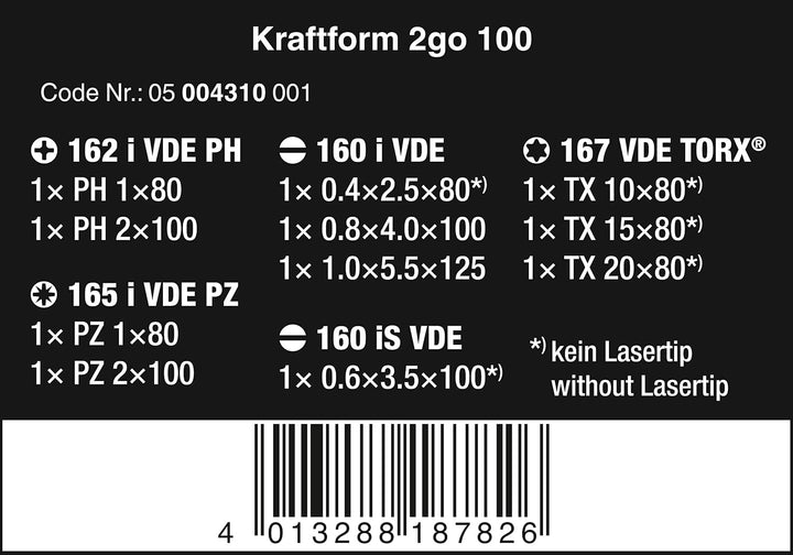 Wera Schraubendreher Set im textilen Köcher Kraftform 2go 100, 11-teilig, 1 Stück, 05004310001 &amp; 950