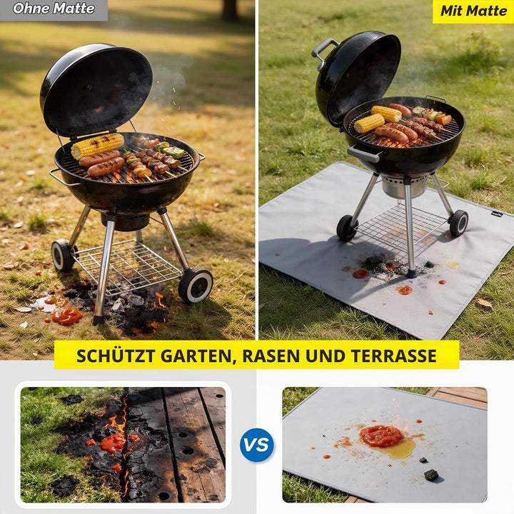 100 x 150 cm Grillunterlage für Aussengrills, doppelseitige feuerfeste Grillunterlage, wasserdichte,