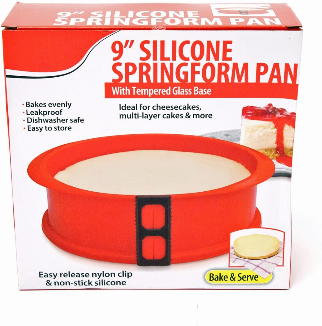 GOODS+GADGETS Silikon Springform Antihaftbeschichtete Kuchen Backform (Silikonform mit Glasboden), R