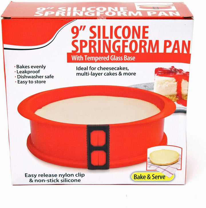 GOODS+GADGETS Silikon Springform Antihaftbeschichtete Kuchen Backform (Silikonform mit Glasboden), R