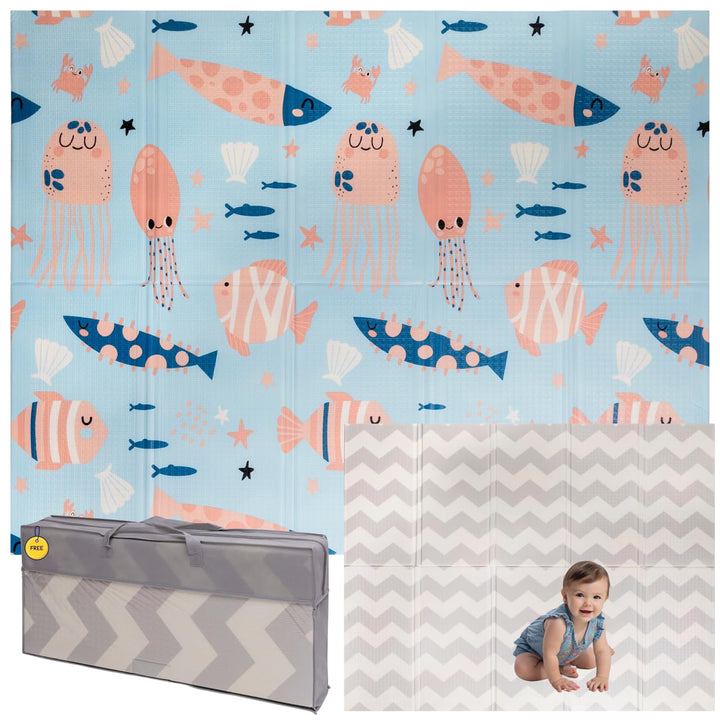 Baby-Spielmatte, faltbar, sensorisch, wasserdicht, ungiftig, wendbar. Vielseitige Matte, perfekt zum