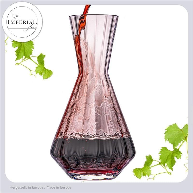 Weindekanter 1200ml – handgefertigte Karaffe aus Crystalline Glas mit gewellter Optik – Rotweinkaraf