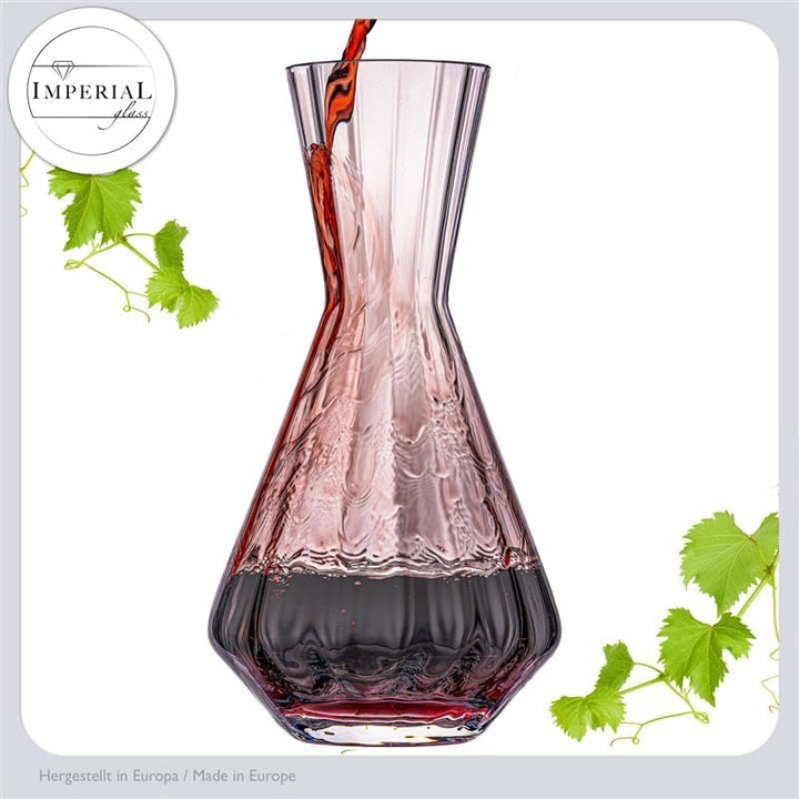 Weindekanter 1200ml – handgefertigte Karaffe aus Crystalline Glas mit gewellter Optik – Rotweinkaraf