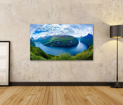 Bild Bilder auf Leinwand Geiranger Fjord schöne Natur Norwegen Wandbild, Poster, Leinwandbild NCG 10