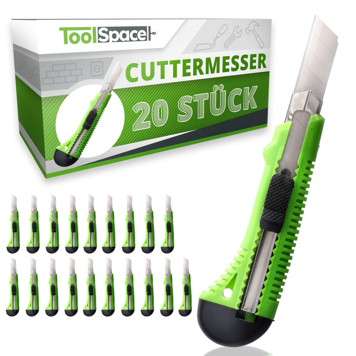 20 Stück Cuttermesser PROFI Set 18mm 20x Teppichmesser Scharfe Klinge Robustes Cutter Messer Stanley