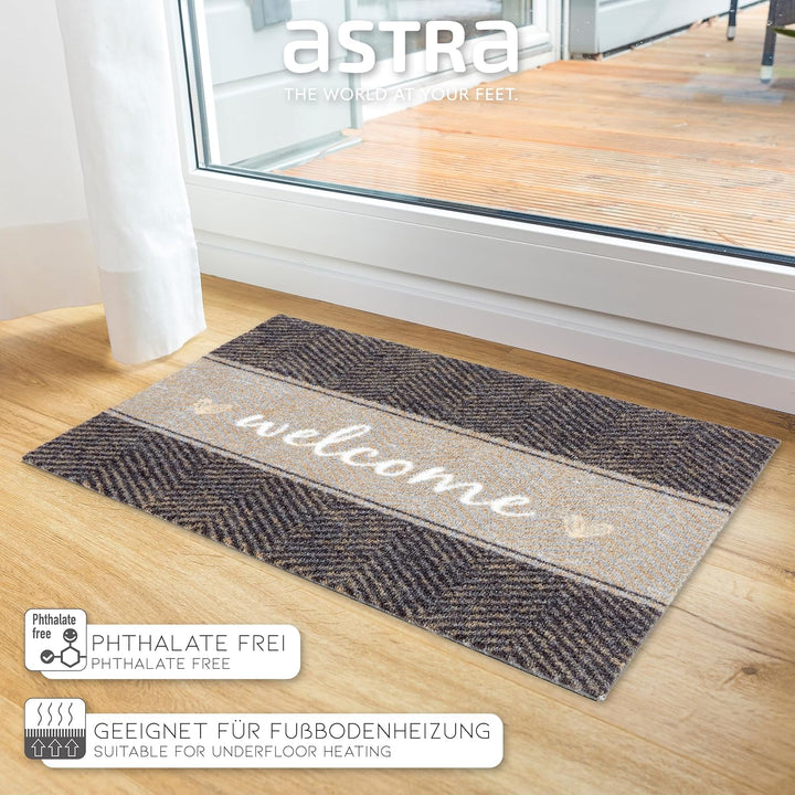 Astra rutschfeste Sauberlaufmatte innen - Fischgrät Welcome 50 x 70 cm - Wohnraum Fussmatte Design -