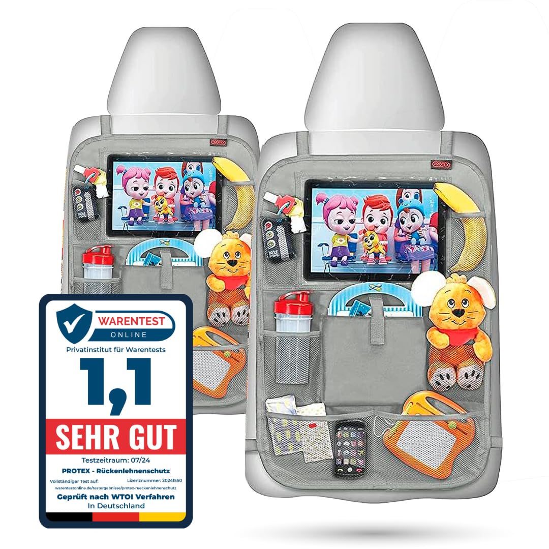 PROTEX | Premium [2er Set] Rückenlehnenschutz Auto–Auto Rücksitz Organizer [Oxford 600D] –wasserabwe