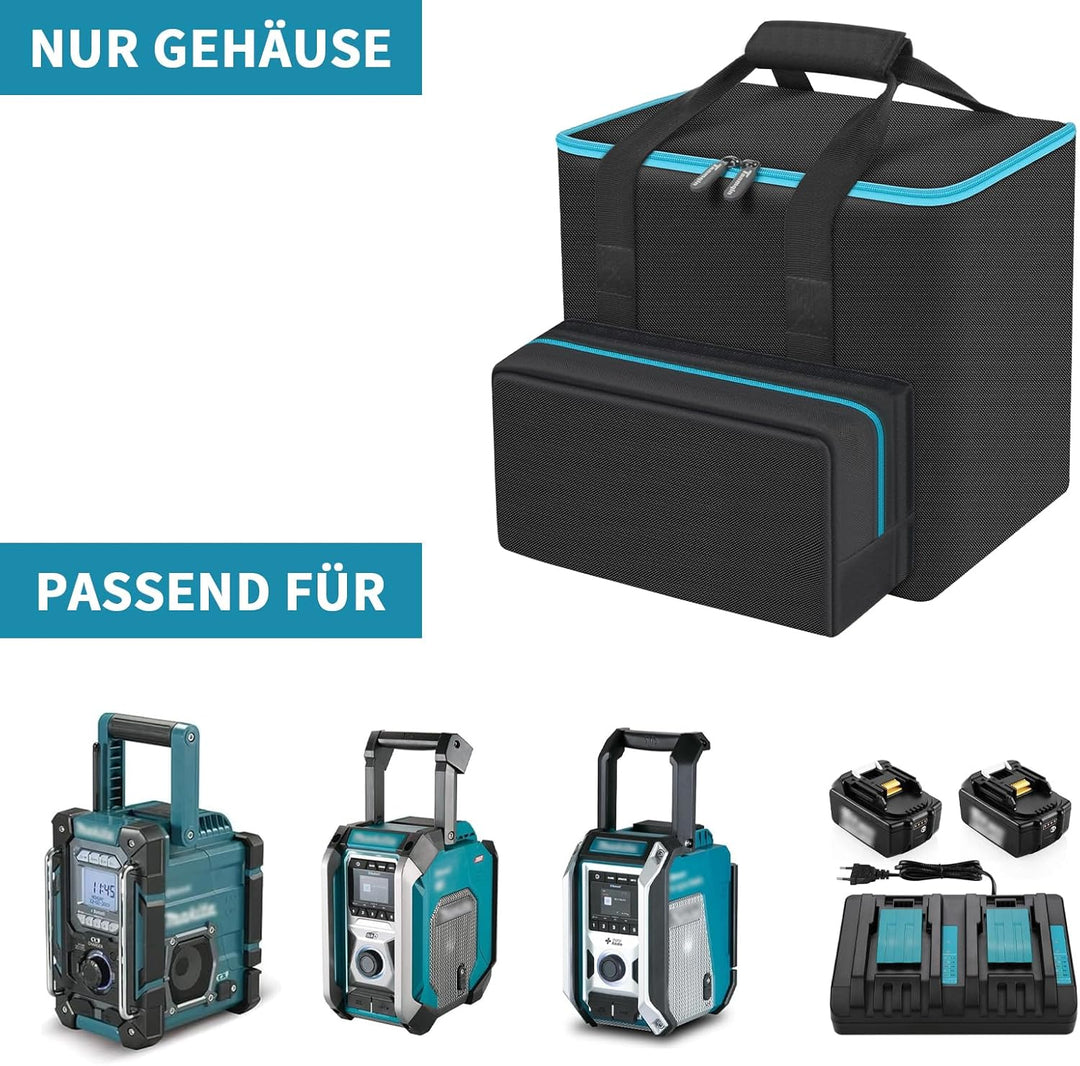 Tragbare Tragetasche Kompatibel mit Makita DMR112, DMR115, MR007GZ Baustellenradio (nur Koffer)