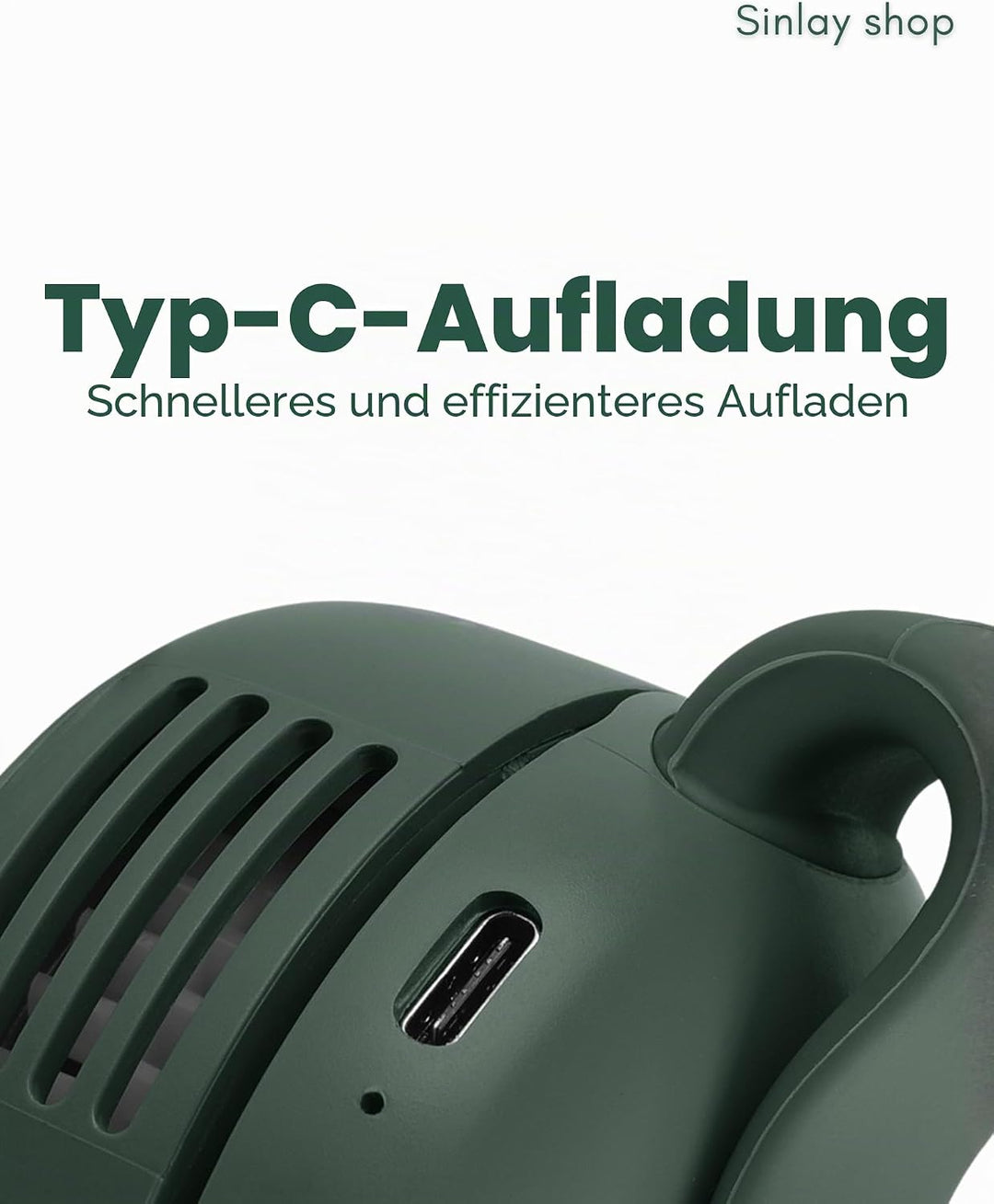 Sinlay Clip Ventilator Klein, Tragbarer Mini Ventilator mit Clip, Handventilator Akku Aufladbar mit