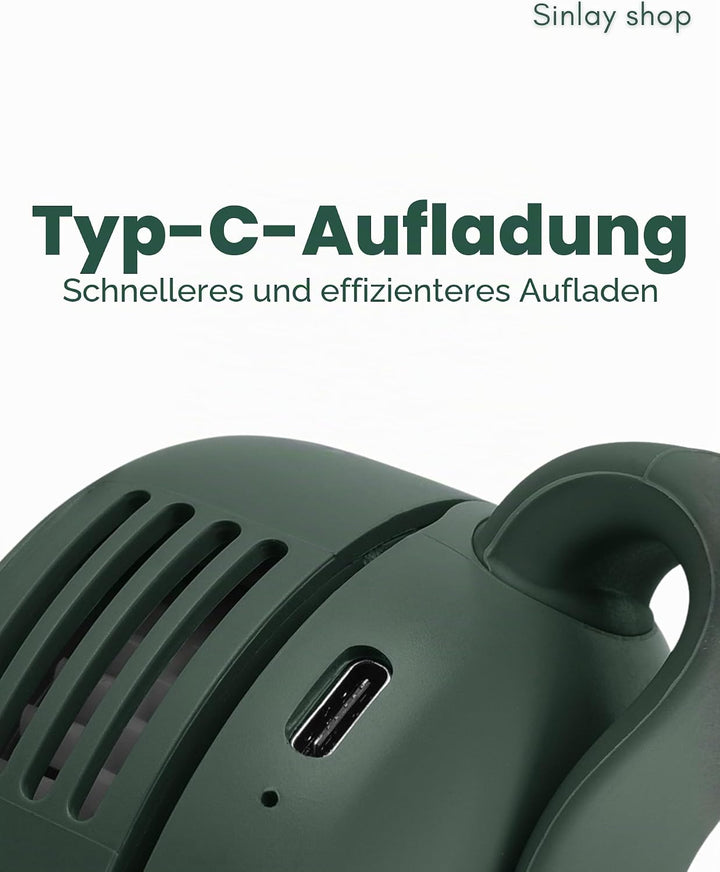 Sinlay Clip Ventilator Klein, Tragbarer Mini Ventilator mit Clip, Handventilator Akku Aufladbar mit