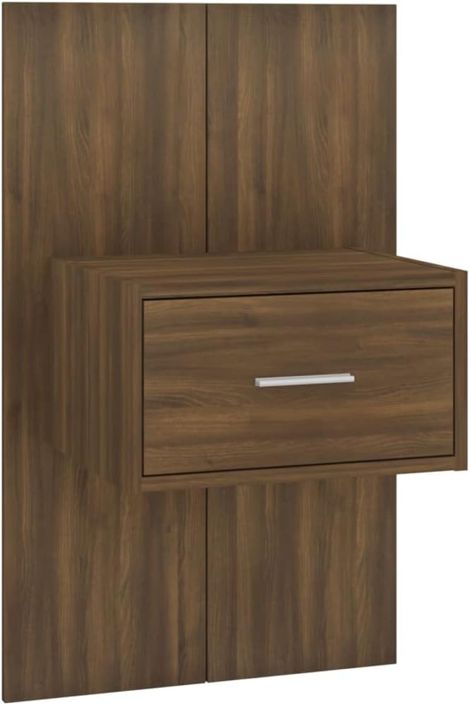 WIFESE Wand-Nachttisch Braun Eichen-Optik Holzwerkstoff 48,5x32,5x80 cm Nachtschrank Nachtkästchen B