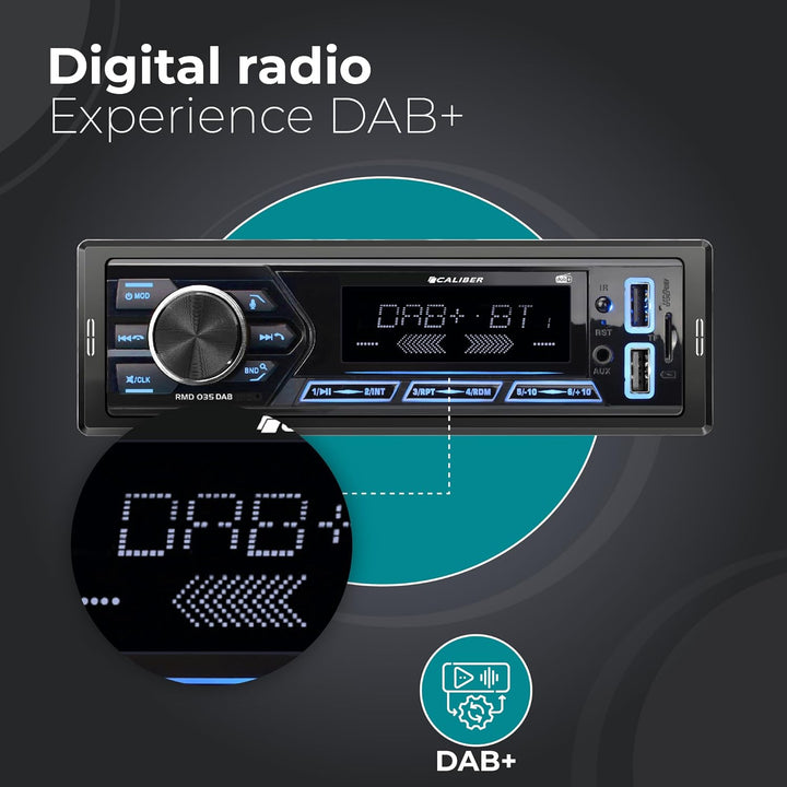 Caliber Autoradio Bluetooth 1DIN, DAB+/FM Tuner, 4x55W, USB/Micro SD, 2.1A Ladefunktion, Aux-in, Fre