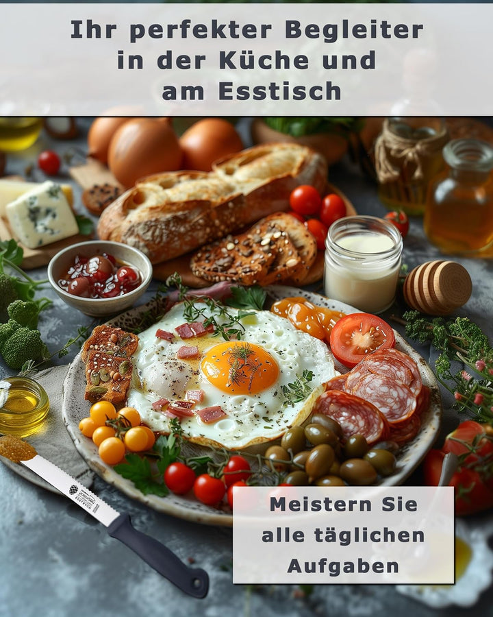 Edelbach Solingen Küchenmesser Set | 'Perfect' Frühstücksmesser m. Wellenschliff | Ultrascharf Messe