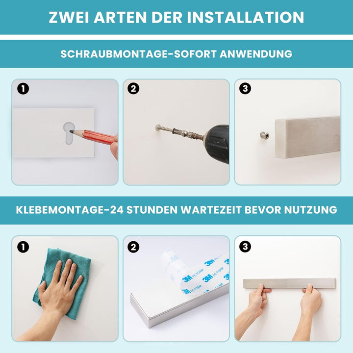 CHEFGASTRO Magnetleiste magnetische Messerleiste Messerhalter aus Stahl, 4x40x1,6cm, mit 3 silbernen