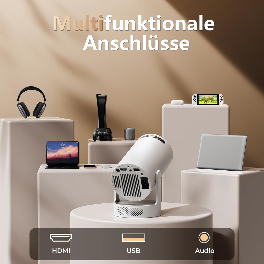 Smart Mini Beamer, Upgraded Hi-Fi Mini-Projektor mit 4K-1080P-Unterstützung, 300 ANSI-Lumen, WIFI6 &