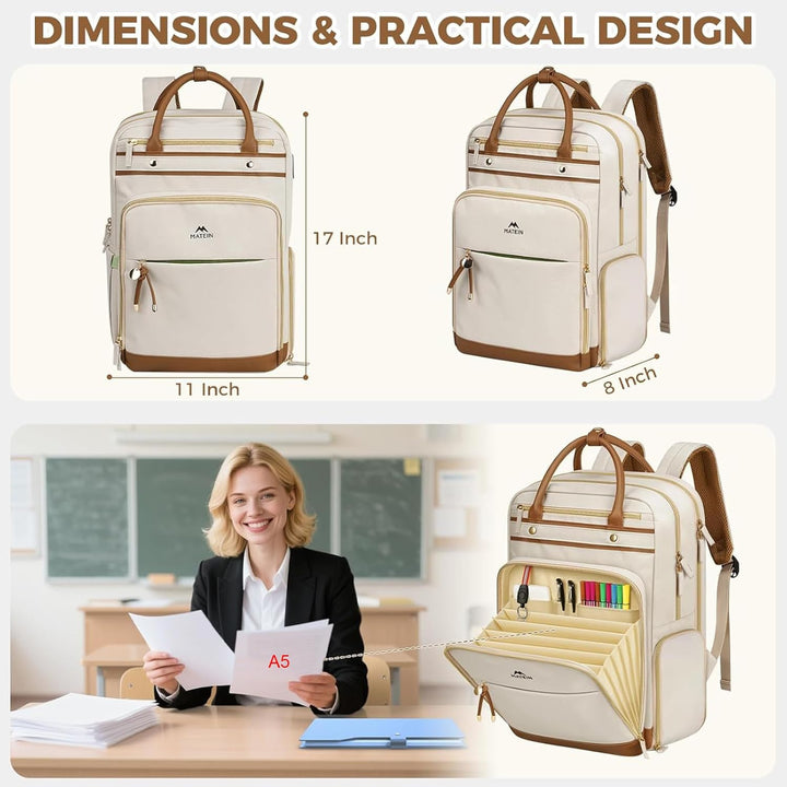 MATEIN Laptop Rucksack Damen 15,6 Zoll mit Abnehmbar Kühlfach, Lehrer Rucksack Damen mit USB Ladeans