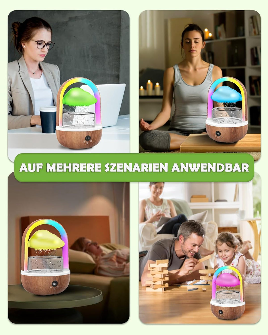 Regenwolken Luftbefeuchter Mit Regenbogenlicht, Weljoy Humidifier Mit Bluetooth-Verbindung Exklusive