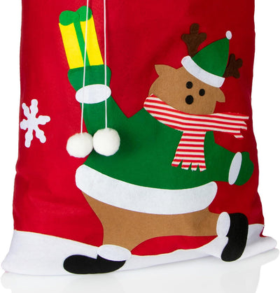 com-four® 3x Geschenksack XXL für Weihnachten - Nikolausbeutel mit weihnachtlichen Motiven zum Befül