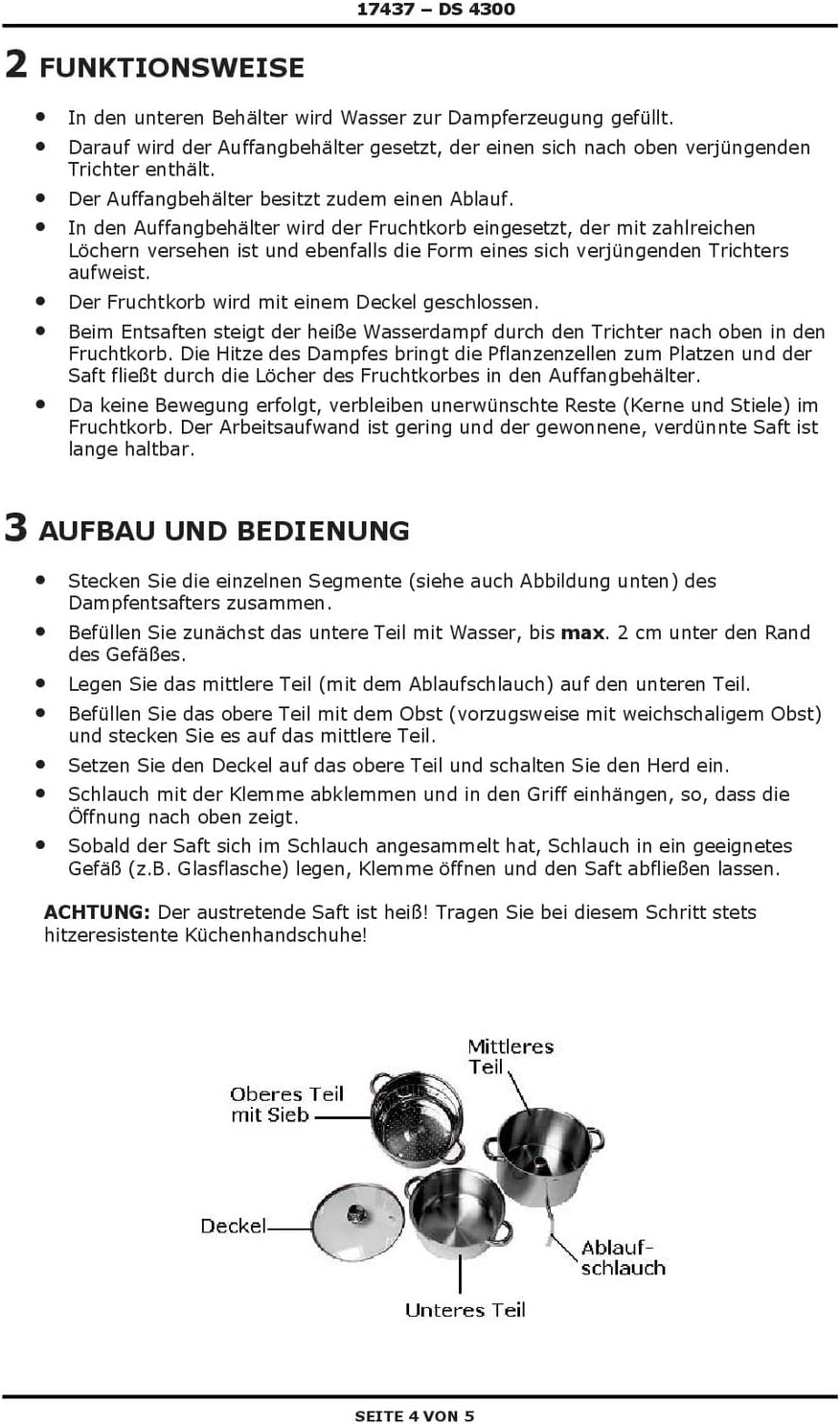 Edelstahl Dampfentsafter Dampf Entsafter Fruchtentsafter Obstpresse Saftpresse für ca. 8 Liter