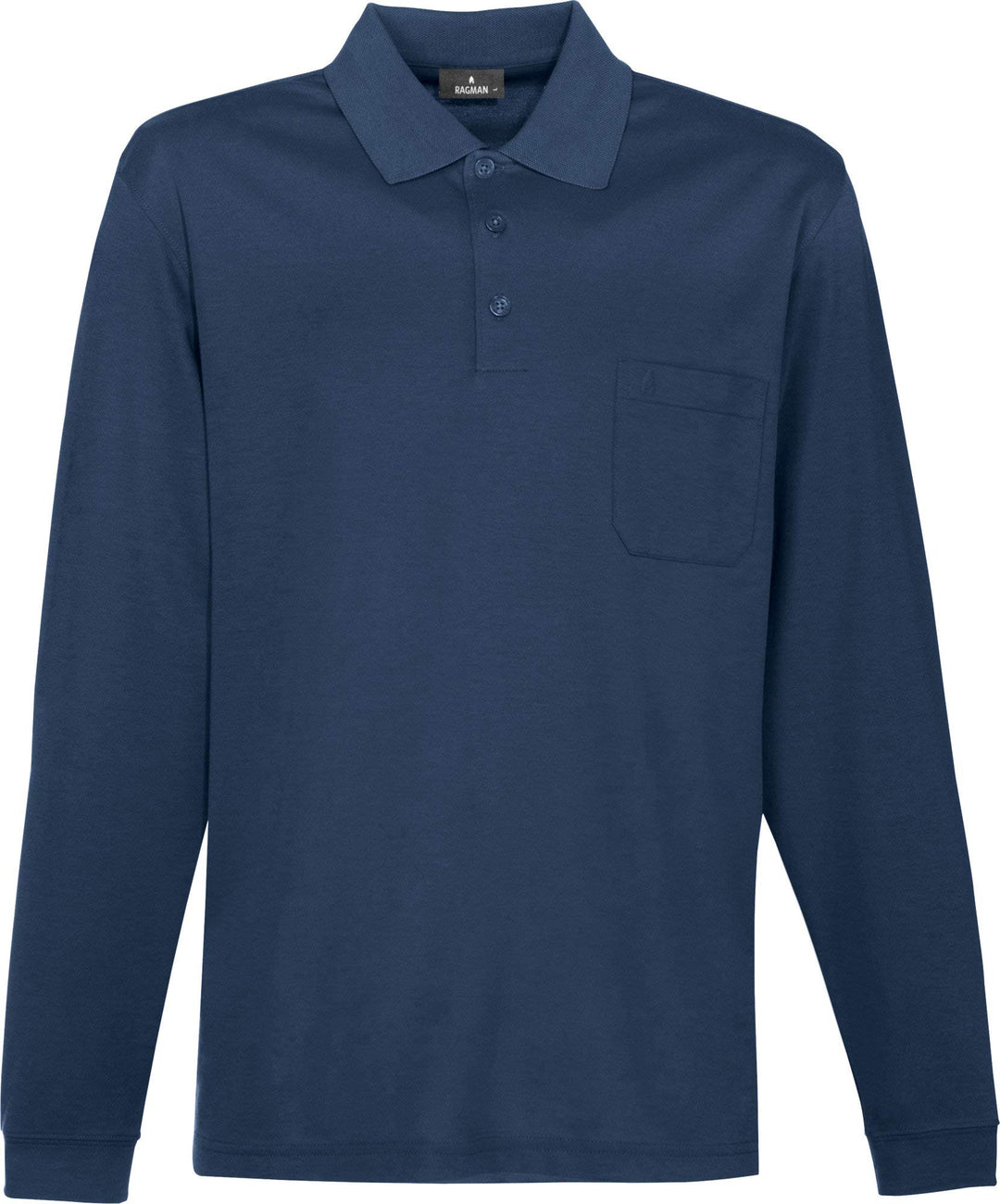 Ragman Herren Polo-Shirt, Basic, Langarm M Azurblau, M Azurblau